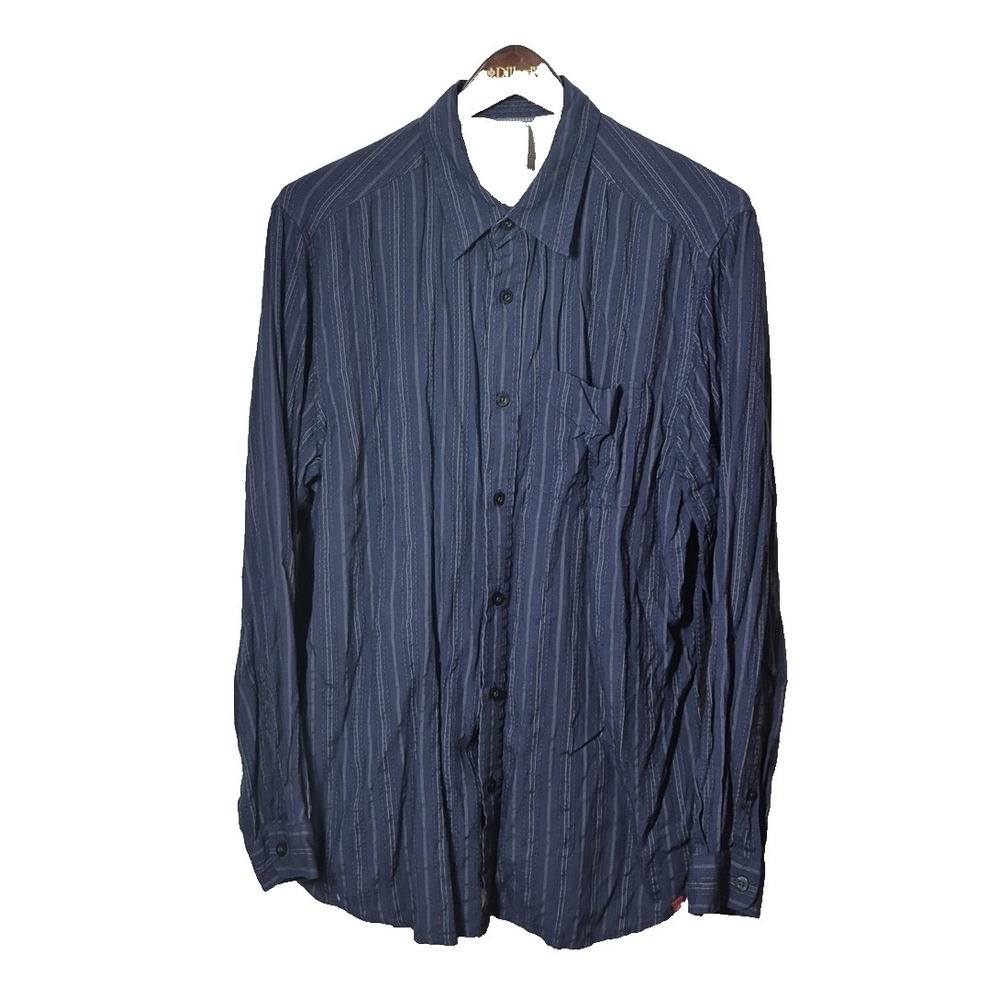 North Face Shirt Mens Large Blue Button Up Long Sleeve Modal Blend Lightweight